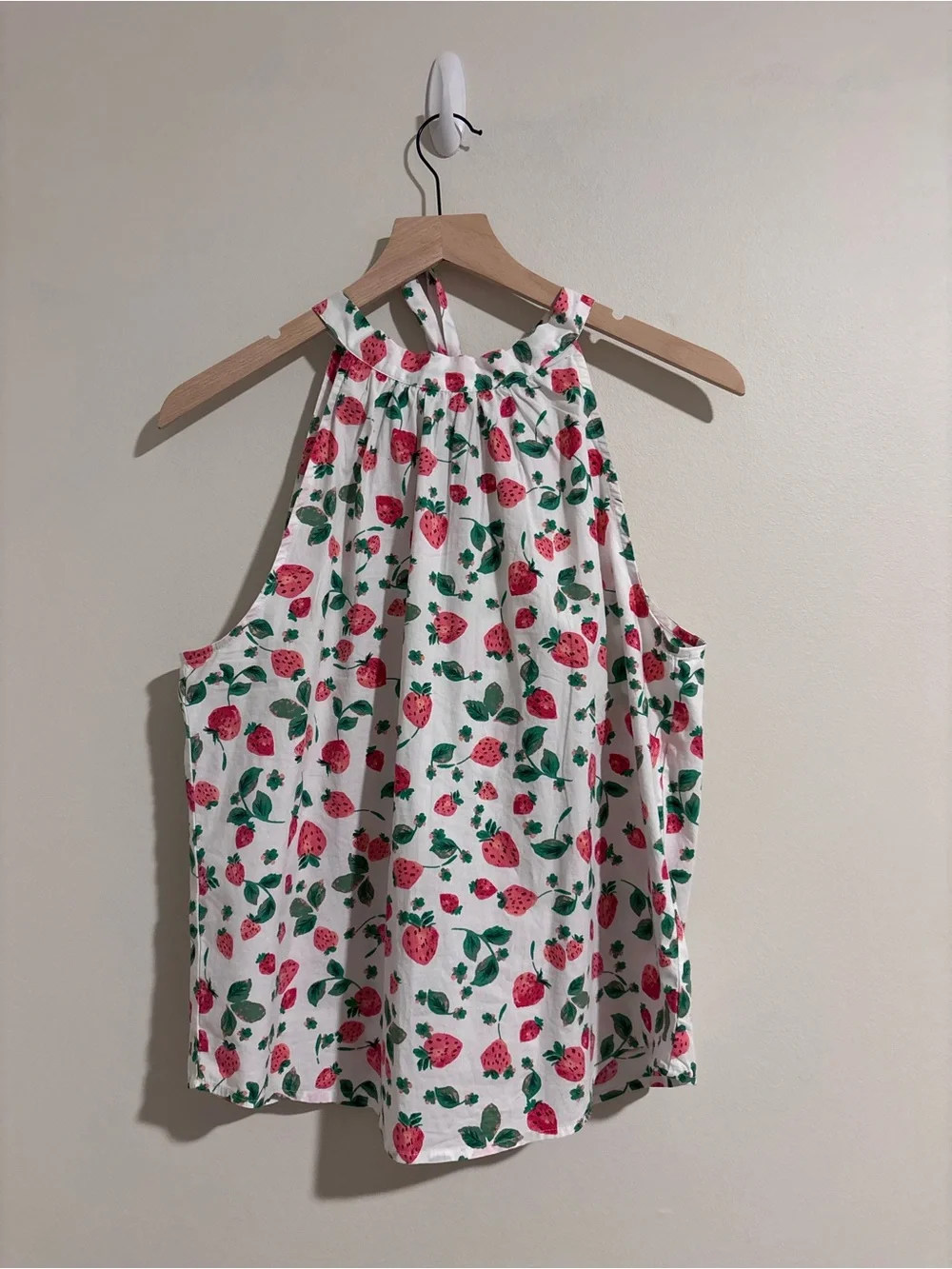 J. Crew Strawberry Tie Back Top